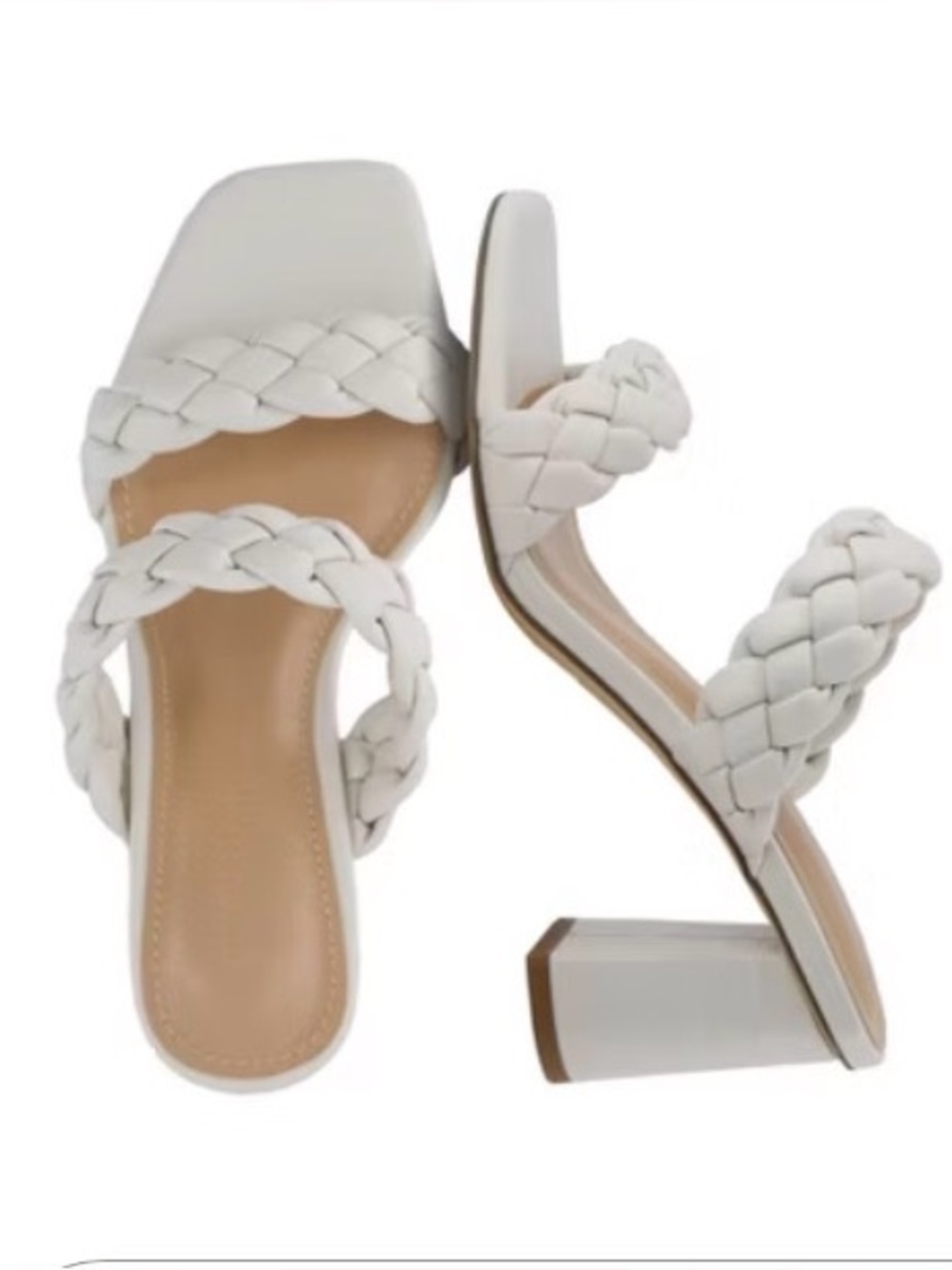 Dolce vita Braided Strap White Block Heel Sandals